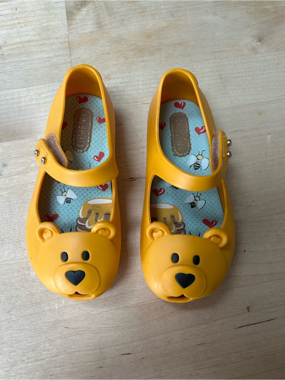 Mini Melissa Yellow Bear Peep Toe Mary Janes
